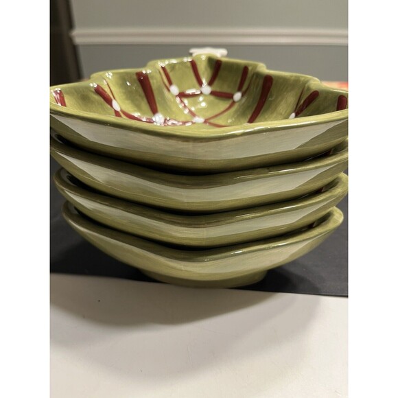 Pottery Barn Seasons Greetings Christmas Tree Candy Nut Bowl Dish Set Of 4 - Picture 13 of 16